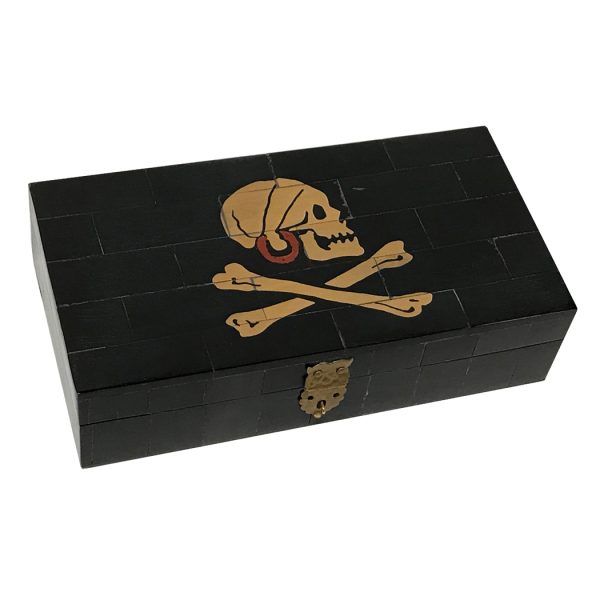 Scrimshaw/Horn & Bone Boxes Pirate 6-1/4″ Pirate Henry Every Flag Black Horn Box