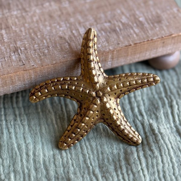 Paperweights Botanical/Zoological 3-3/4″ Antiqued Brass Starfish Paper Weight