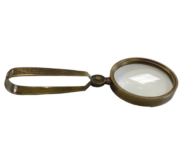 Letter Openers/Magnifiers Early American 4-3/4″ Antiqued Brass Magnifying Glass with Folding Handle