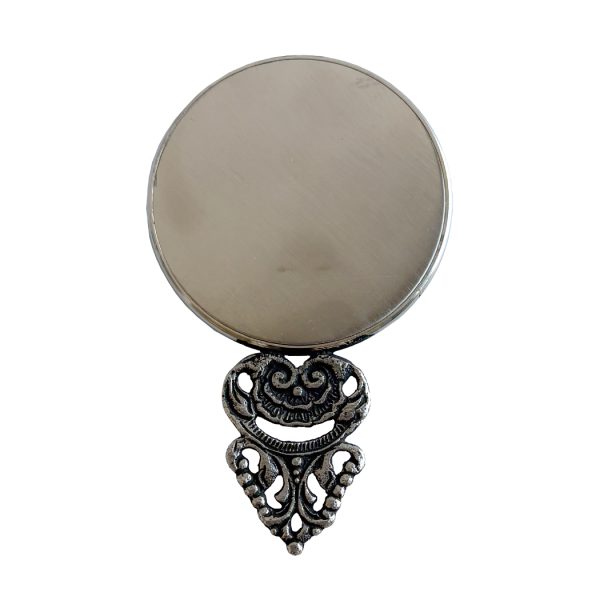 Decor Early American 4-1/2″ Pewter-Plated Miniature Hand Mirror