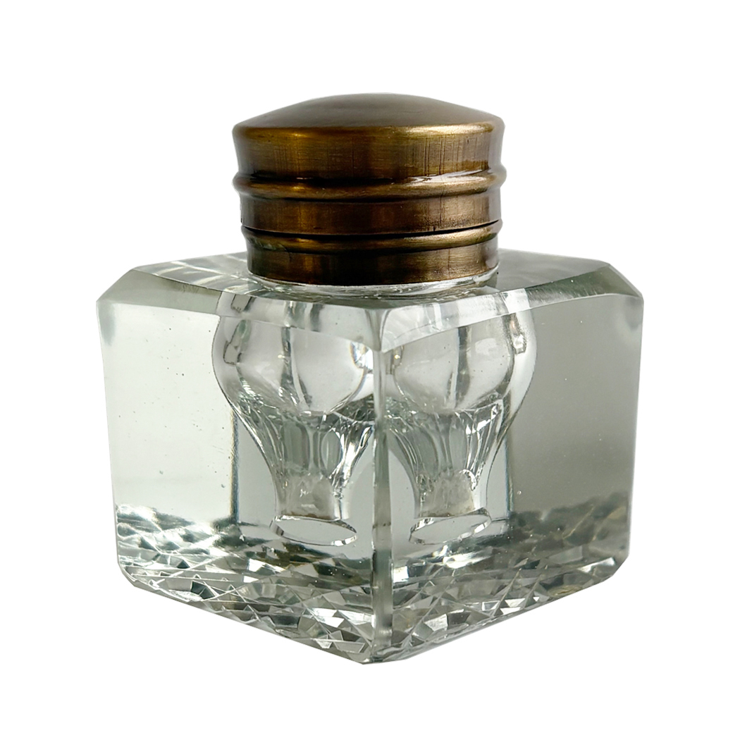 Inkwells Writing 2-1/4″ Clear Glass Inkwell with  ...