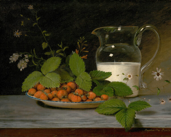 Painting Prints on Canvas Early American Strawberries and Cream Still Life