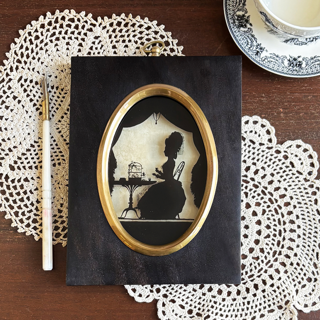 Early American Victorian 8-1/2″ Lady Feeding Caged Bird R ...