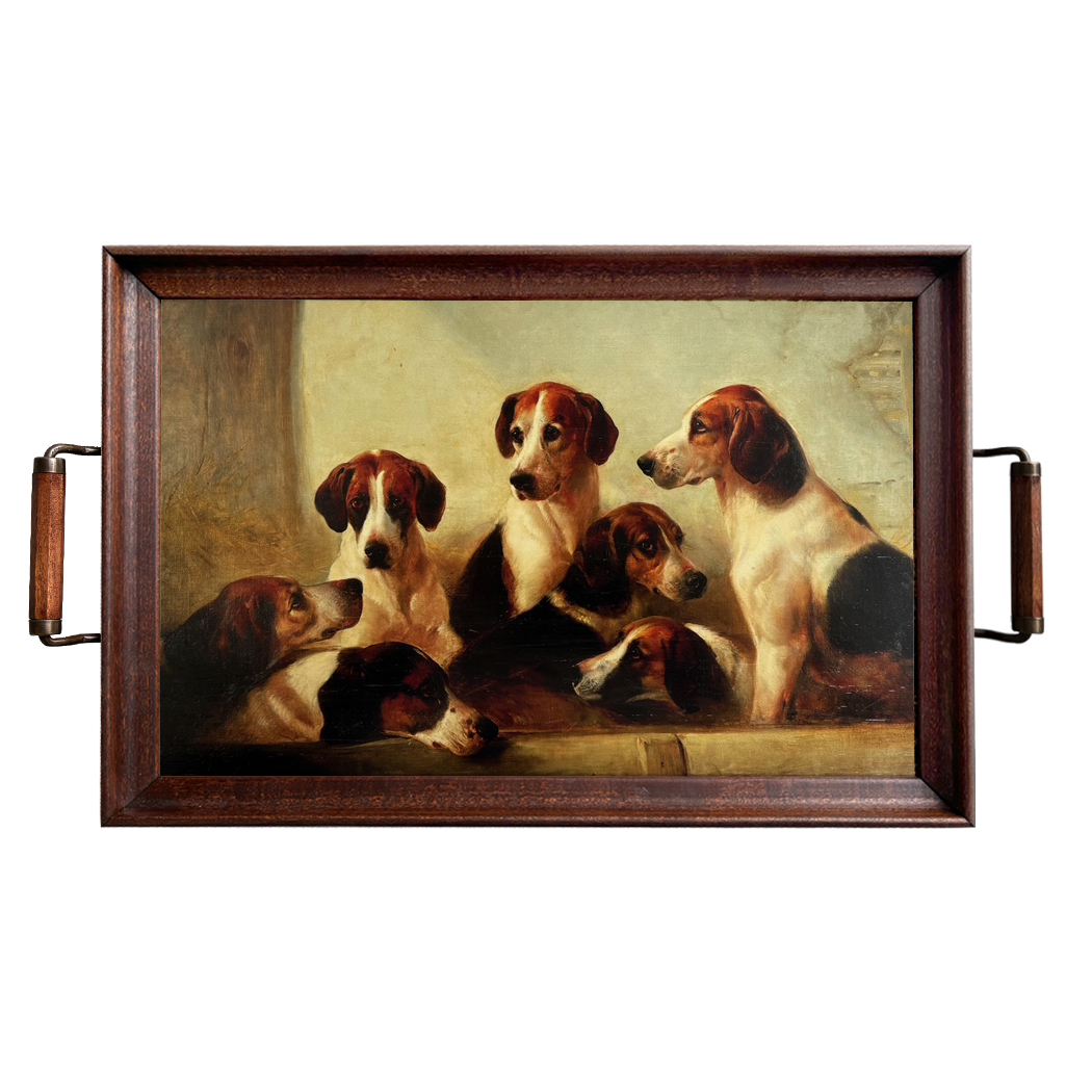 Lodge & Equestrian Decor Decorative Tray Fox Hounds Decorative Wood Tray with W ...