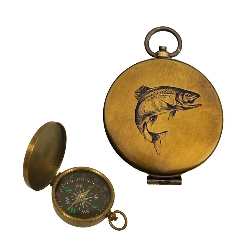 Lodge & Equestrian Decor Lodge 1-3/4″ Trout Antiqued Brass Comp ...