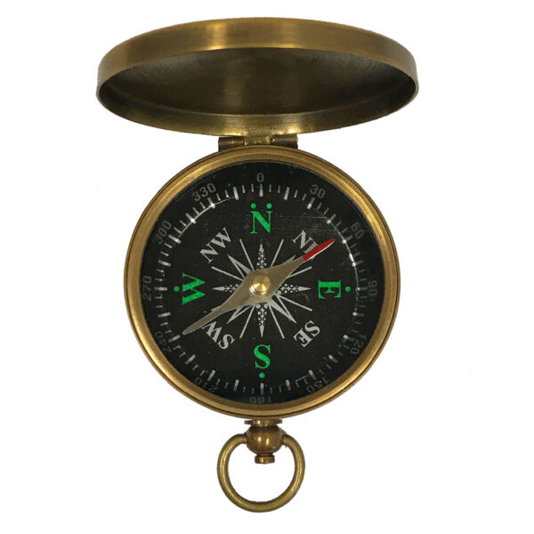 Compasses Pirate 1-3/4″ Pirate Skull and Crossbones Antiqued Brass Compass with Flip Top Lid