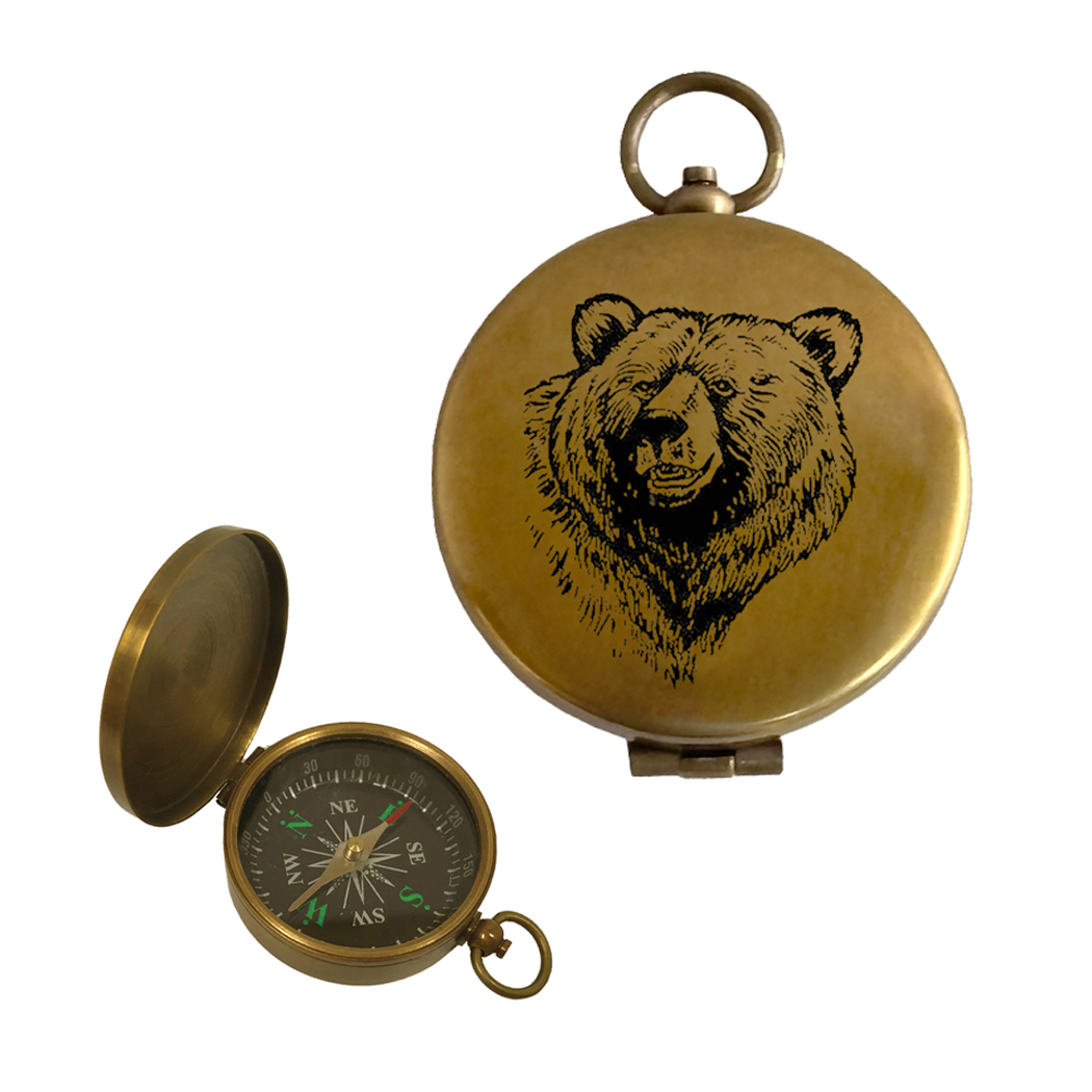 Lodge & Equestrian Decor Lodge 1-3/4″ Bear Head Antiqued Brass  ...
