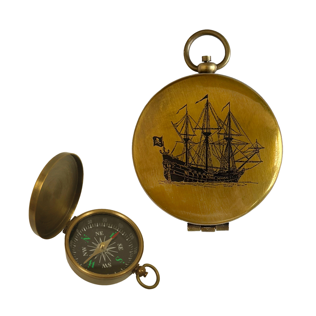 Compasses Pirate 1-3/4″ Pirate Ship Antiqued Bras ...