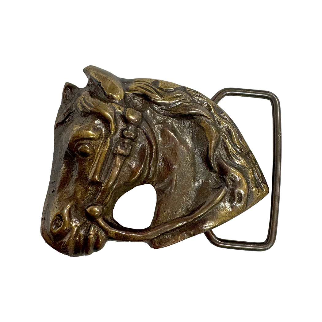 Early American Life Equestrian 2-1/2″ Horse Head Belt Buckle, A ...