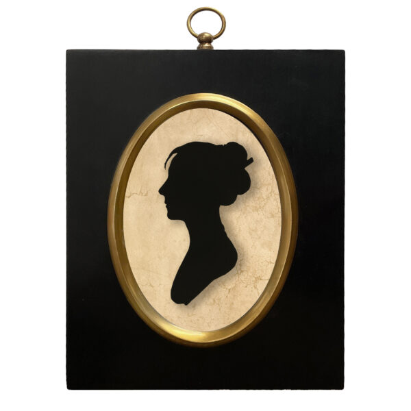 Early American Early American 8-1/2″ Colonial Woman by Charles Peale Reverse Printed Silhouette