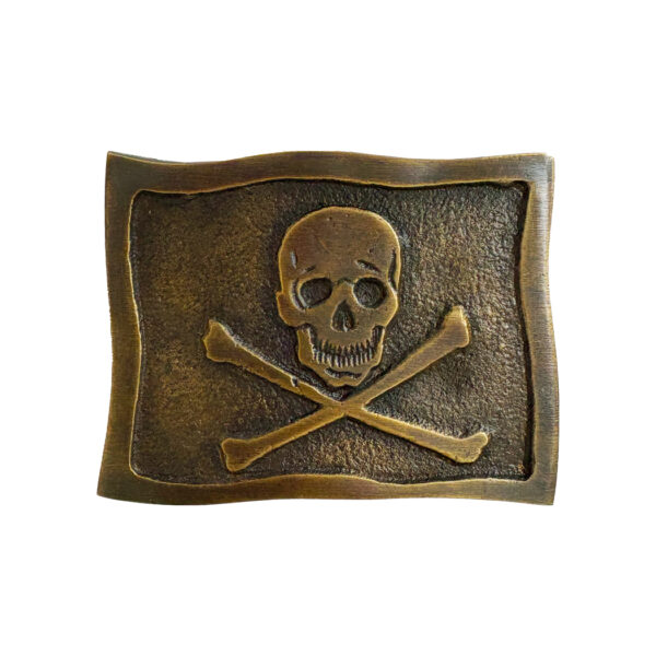 Jewelry Nautical 3″ Skull and Crossbones Belt Buckle, Antiqued Brass