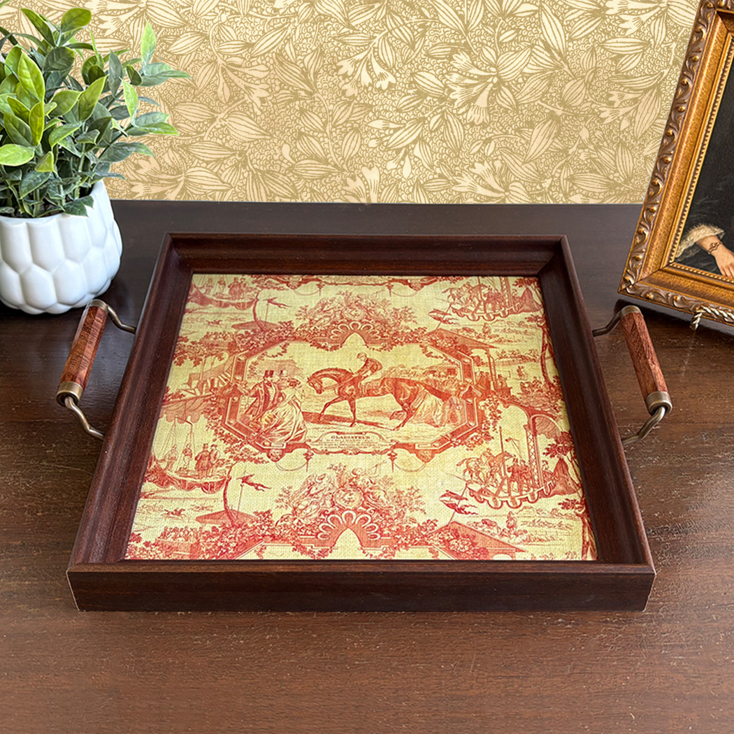Lodge & Equestrian Decor Equestrian Vintage Style Red Toile Equestrian Fab ...