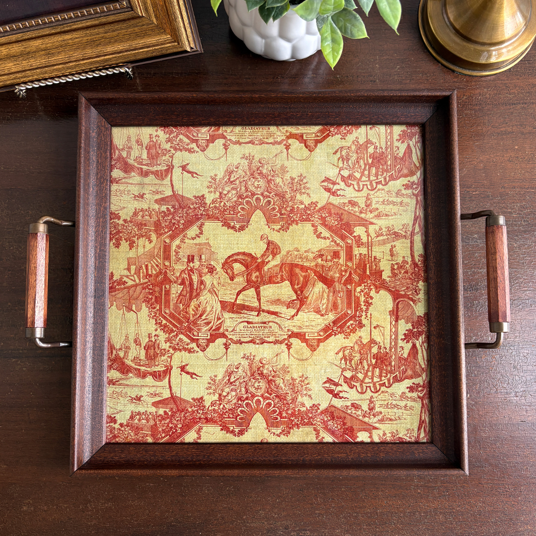 Lodge & Equestrian Decor Equestrian Vintage Style Red Toile Equestrian Fab ...
