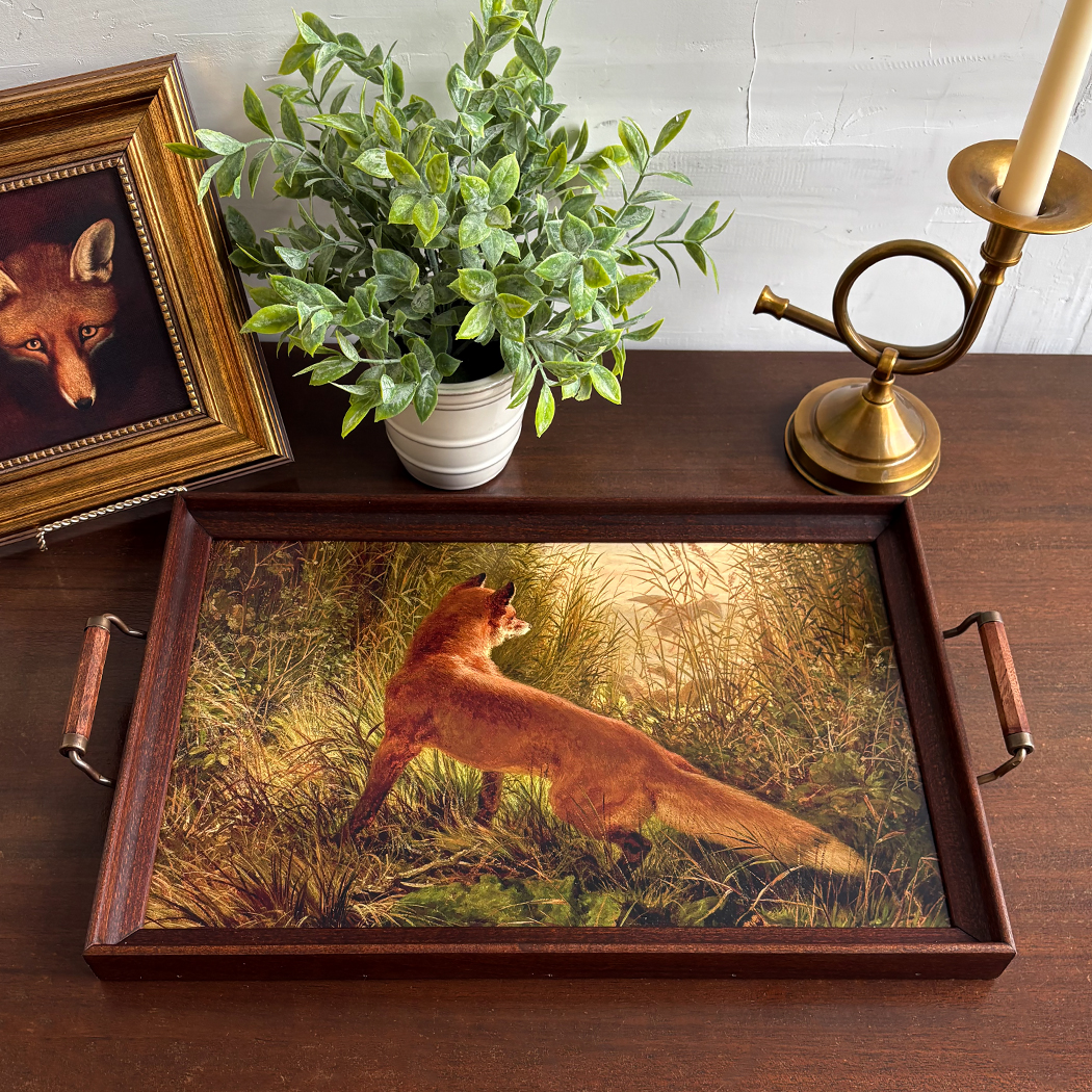 Lodge & Equestrian Decor Decorative Tray Red Fox Decorative Wood Tray ...
