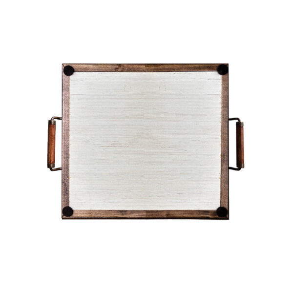 Lodge & Equestrian Decor Lodge Acorn and Vine Decorative Wood Tray with Wood and Brass Handles