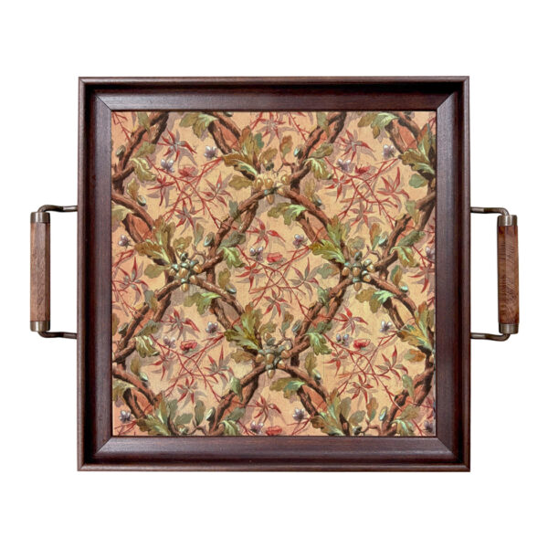 Lodge & Equestrian Decor Lodge Acorn and Vine Decorative Wood Tray with Wood and Brass Handles