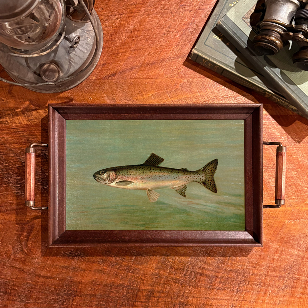 Lodge & Equestrian Decor Lodge Rainbow Trout Decorative Wood Tray wit ...