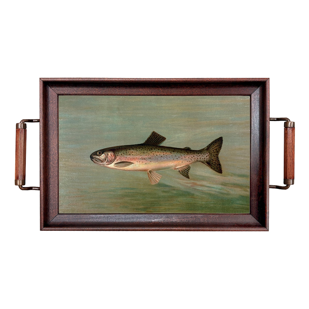 Lodge & Equestrian Decor Lodge Rainbow Trout Decorative Wood Tray wit ...
