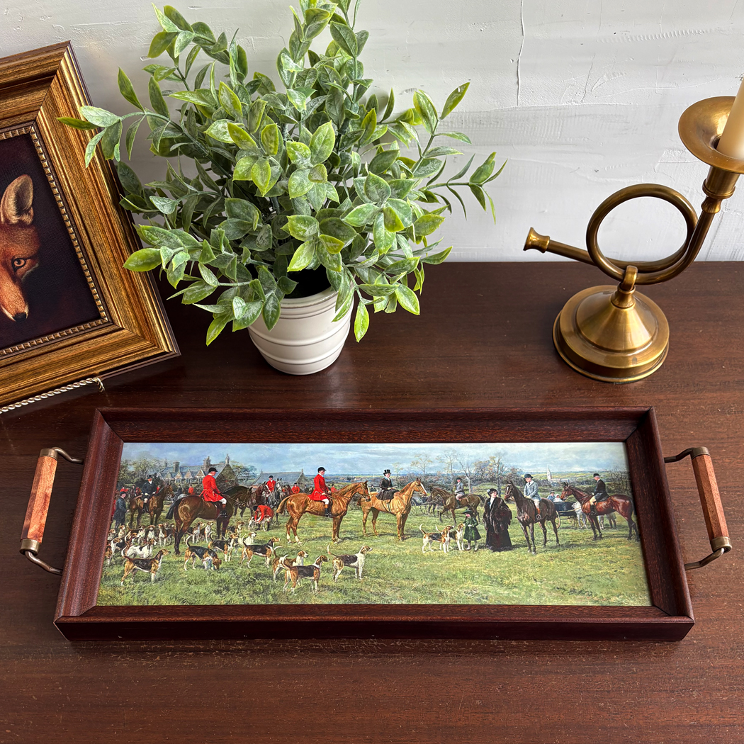 Lodge & Equestrian Decor Decorative Tray Fox Hunt Wood Tray with Wood and Antiq ...