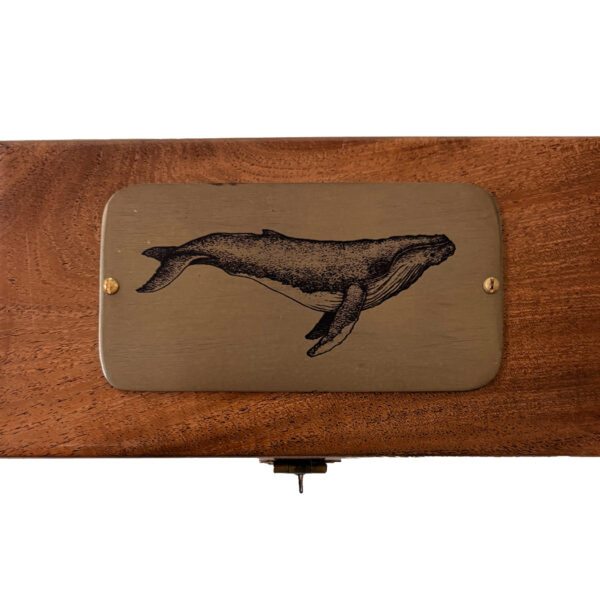 Decorative Boxes Victorian 6-1/4″ Wood Box with Antiqued Brass Humpback Whale Plate