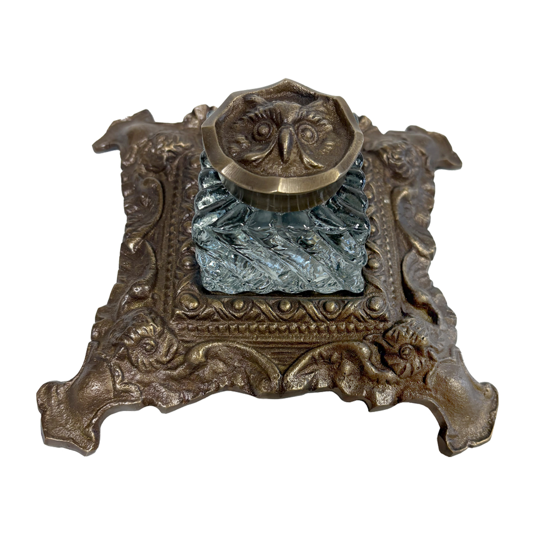 Inkwells Lodge 6″ Antiqued Brass Owl Inkwell St ...