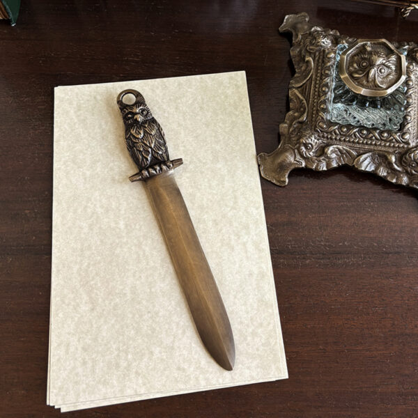 Letter Openers/Magnifiers Lodge 8″ Owl Letter Opener, Antiqued Brass