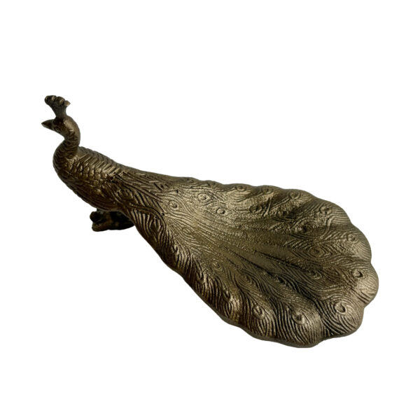 Victorian Vintage Style Peacock Ring Dish, Antiqued Brass Finish
