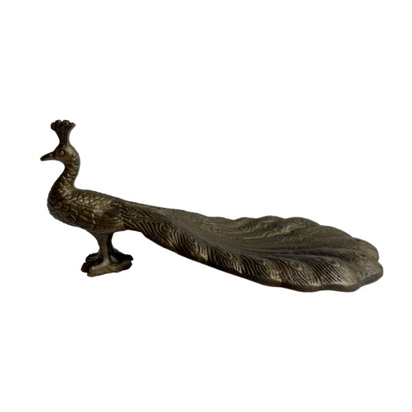 Victorian Vintage Style Peacock Ring Dish, Antiqued Brass Finish