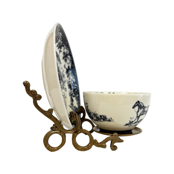 Teaware Teaware Antiqued Brass Cup and Saucer Stand, Vintage Style