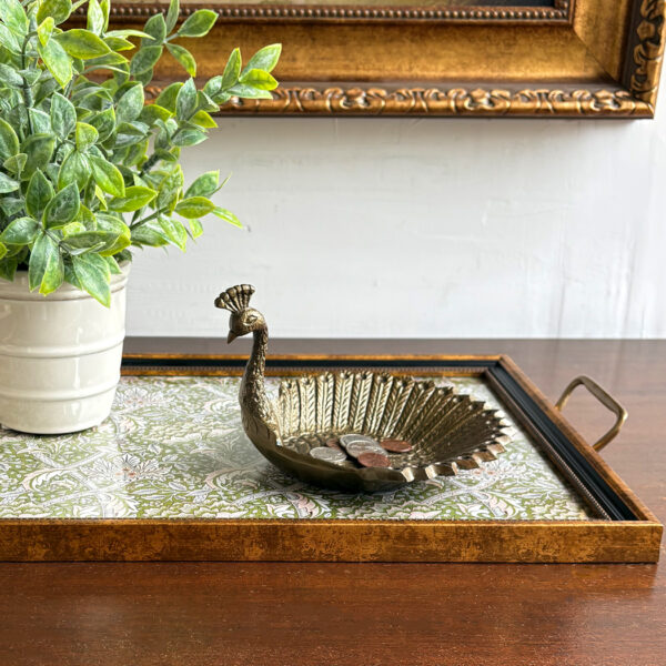 Jewelry Victorian Vintage Style Peacock Change or Jewelry Tray, Antiqued Brass Finish