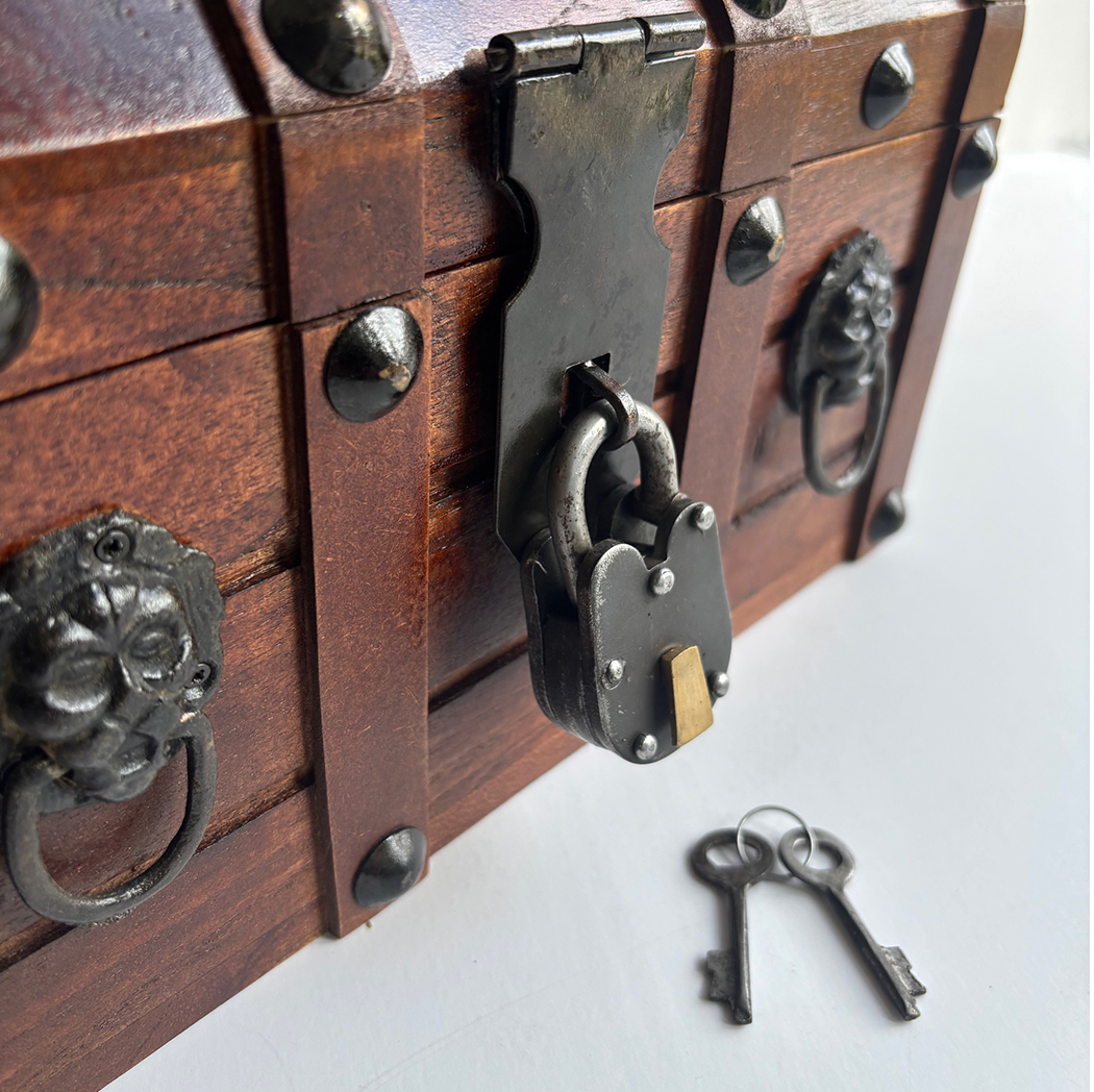 Decorative Boxes Nautical 11-3/4″ Pirate Chest with Iron L ...