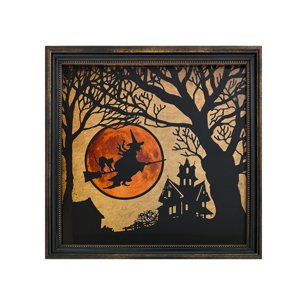 Framed Silhouettes Halloween Vintage Style Halloween Witch Framed A ...