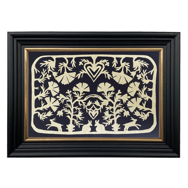 Scherenschnittes Farm Framed Rabbits and Flowers Scherenschnitte, 8-3/4″ x 12″