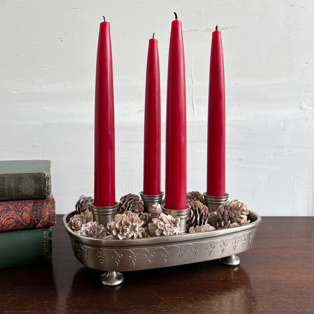 Candles/Lighting Early American 8″ Pewter 4-Taper Candle Holder  ...
