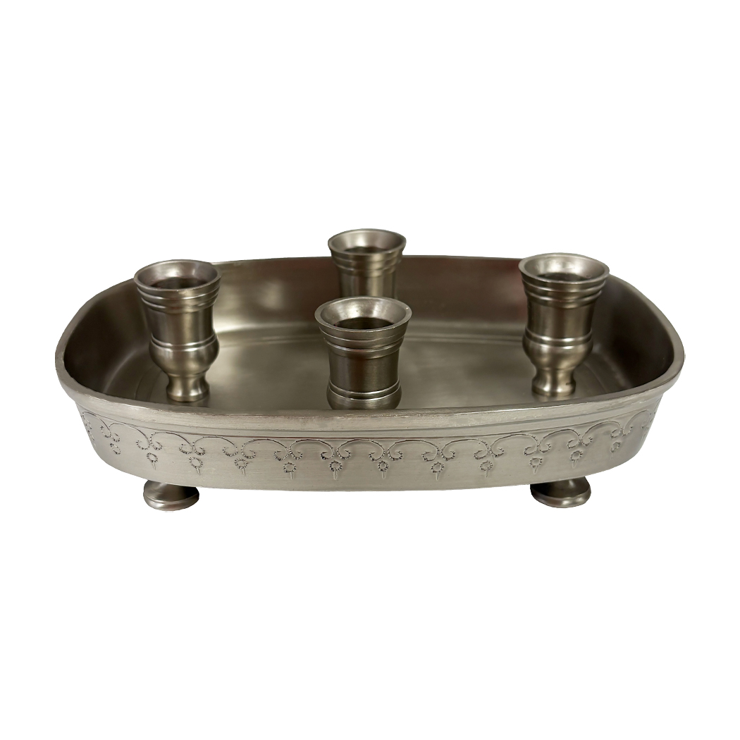 Candles/Lighting Early American 8″ Pewter 4-Taper Candle Holder  ...