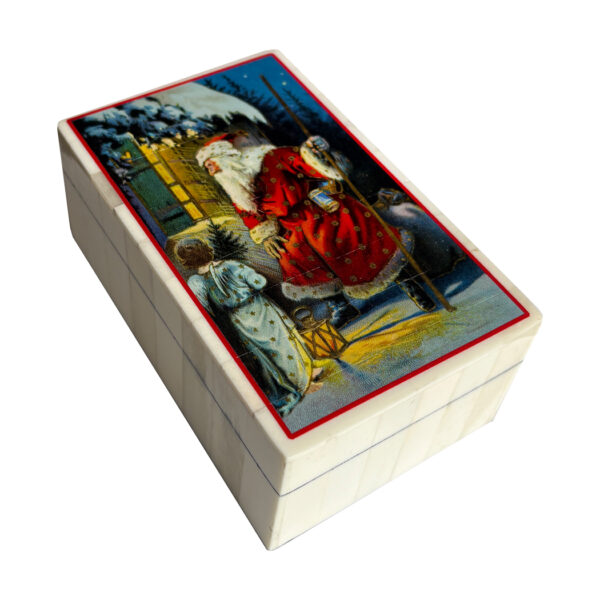 Christmas Decor Christmas Victorian Santa and Angel Decorative Trinket Box, 5-1/4″