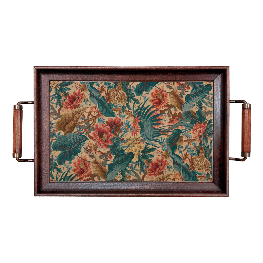 Botanical/Zoological Vintage Style Tropical Floral Wood and ...