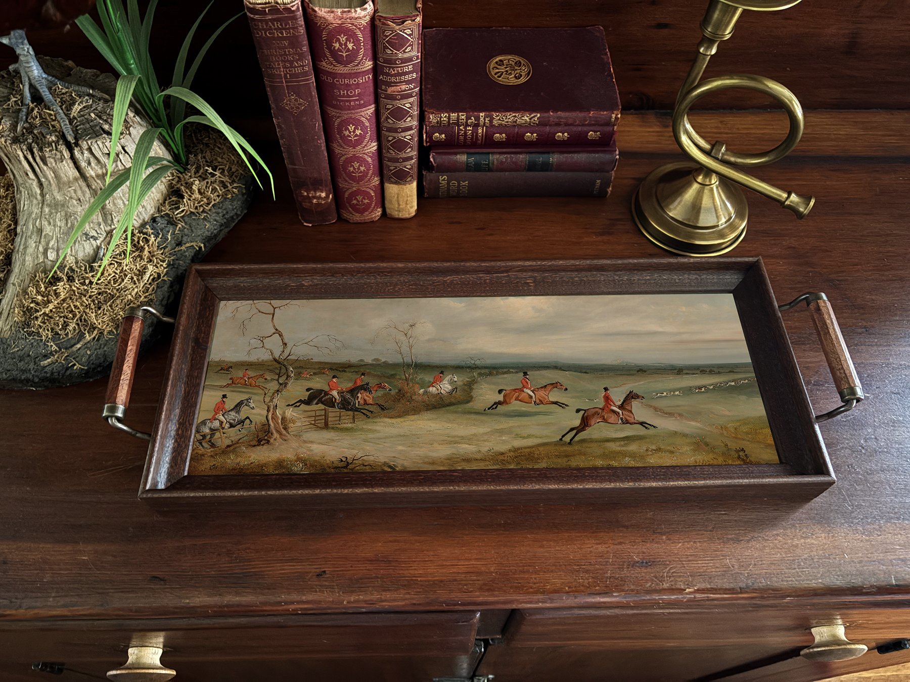 Lodge & Equestrian Decor Equestrian Belvoir Fox Hunt Scene Handmade Wood and Glass Tray Lodge & Equestrian Decor Equestrian Belvoir Fox Hunt Scene Handmade Wood and Glass Tray
