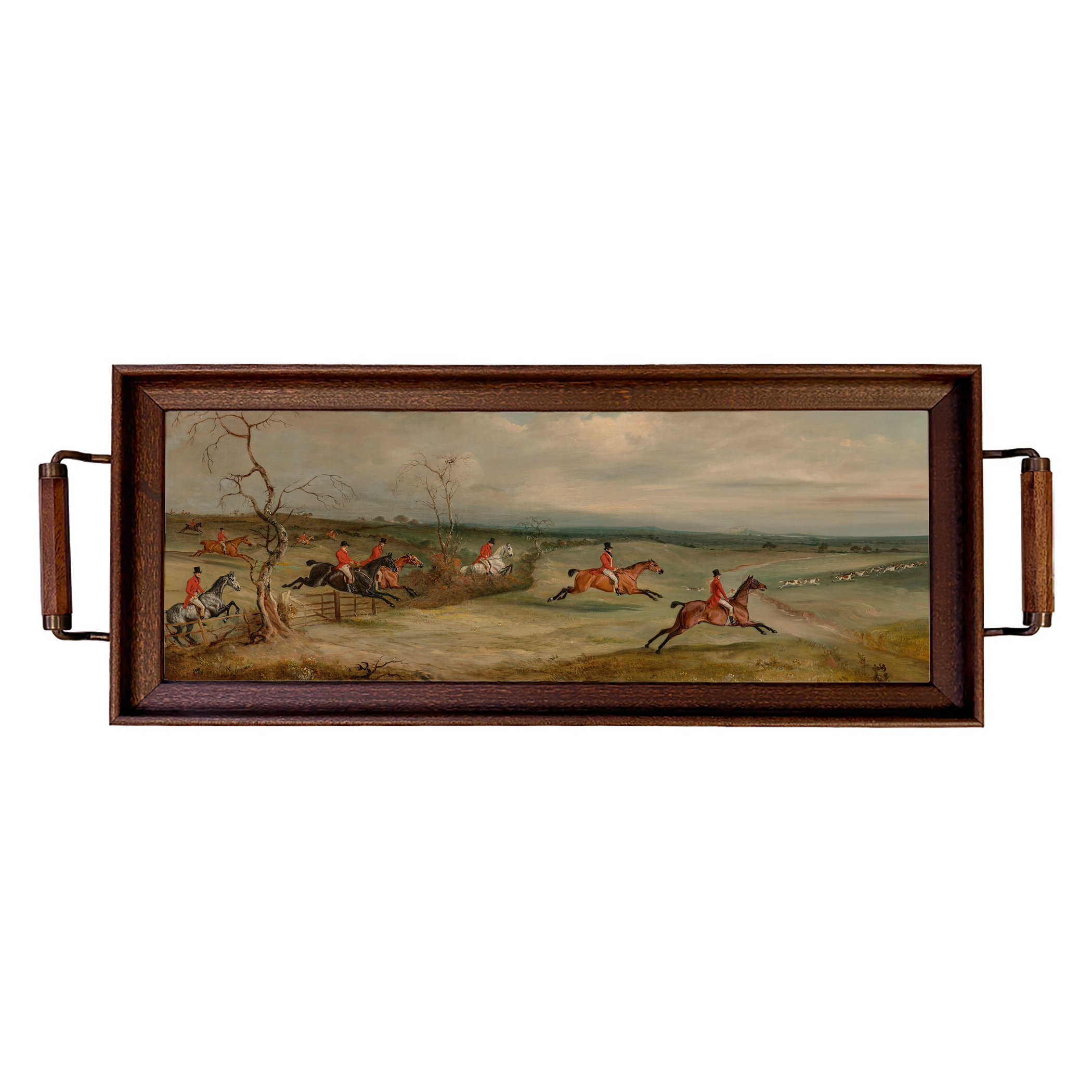 Lodge & Equestrian Decor Equestrian Belvoir Fox Hunt Scene Handmade Wood a ...