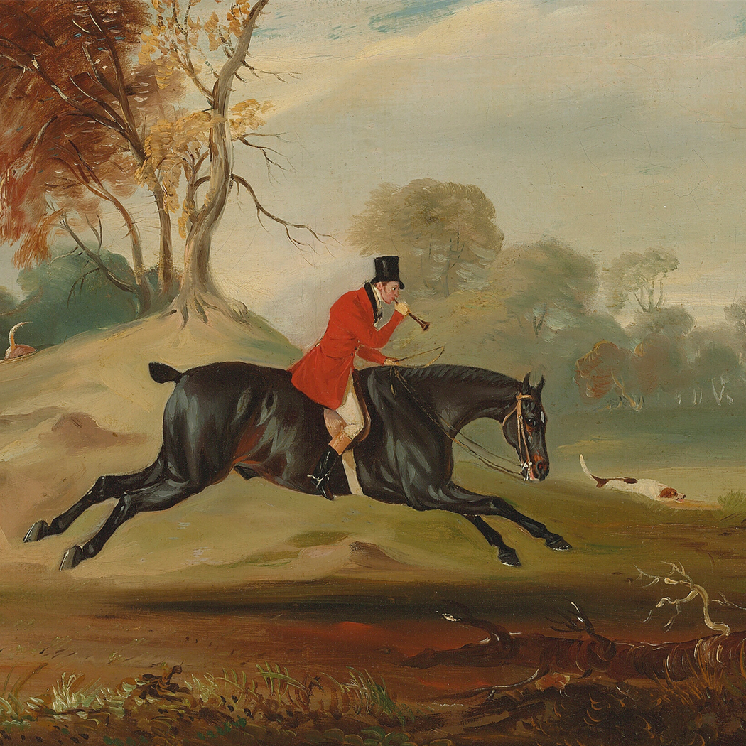 Lodge & Equestrian Decor Equestrian Fox Hunter and Hounds Wood and Glass T ...