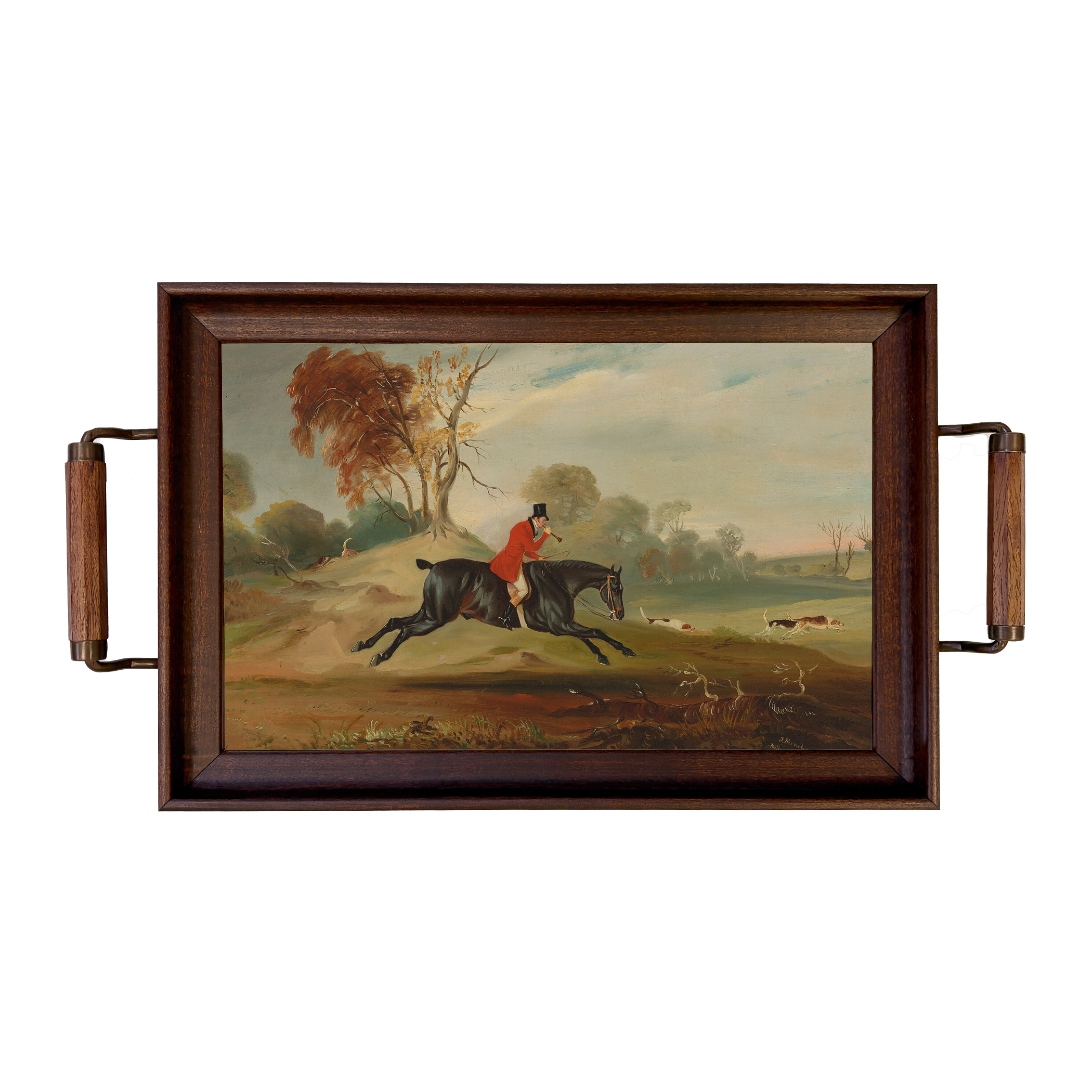 Lodge & Equestrian Decor Equestrian Fox Hunter and Hounds Wood and Glass T ...