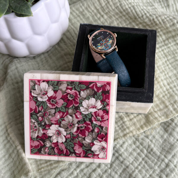 Decorative Boxes Equestrian Wild Rose Printed Bone Trinket Box