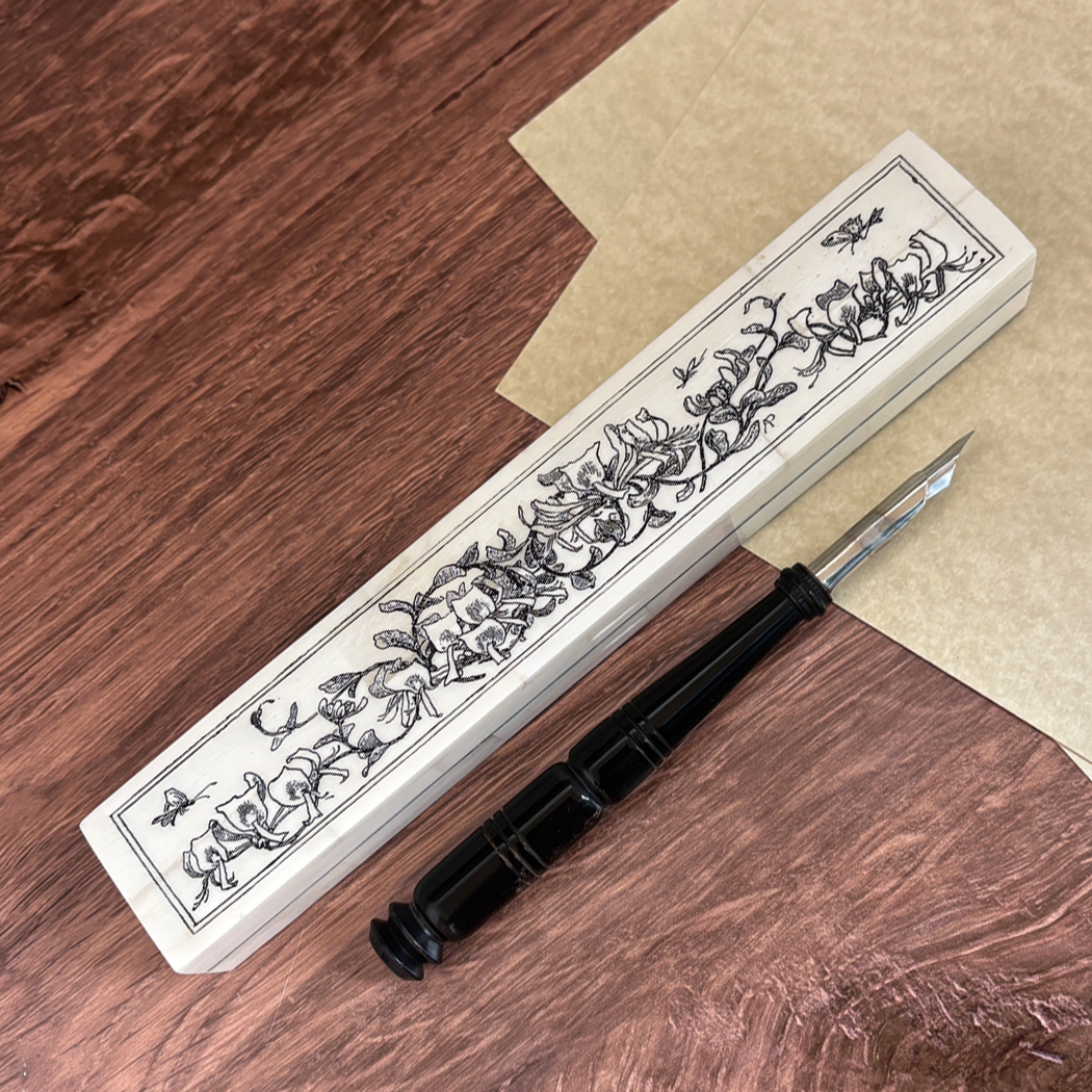 Pens/Ink Supplies Nautical Art Nouveau Flowering Vine Bone Pen Bo ...