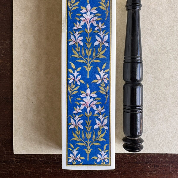 Pens/Ink Supplies Nautical Blue Floral Bone Pen Box with Black Horn Nib Pen