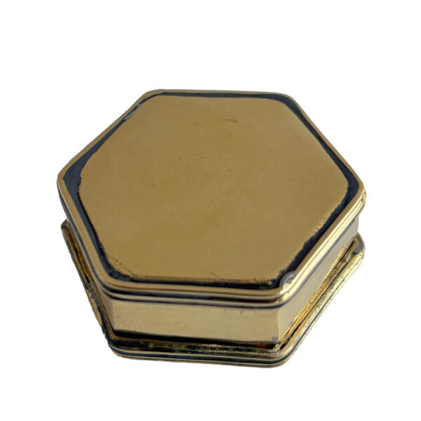 Decor Decorative Boxes 1-3/4″ Solid Polished Brass Hexagon Ring, Pill, Trinket Box