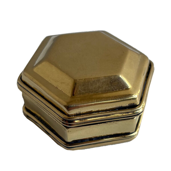 Decor Decorative Boxes 1-3/4″ Solid Polished Brass Hexagon Ring, Pill, Trinket Box