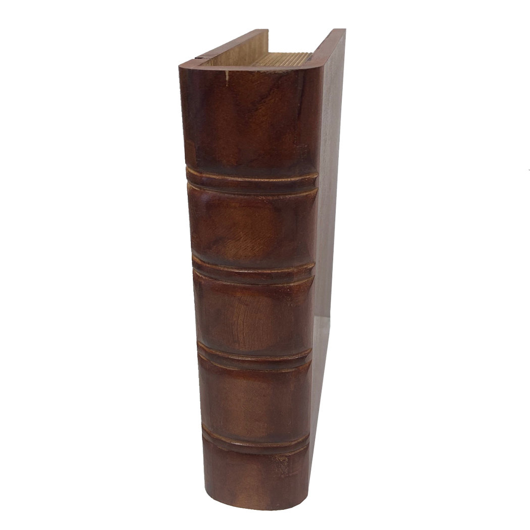 Decorative Boxes Writing 10″ Brown Faux Leather Hollow Bo ...