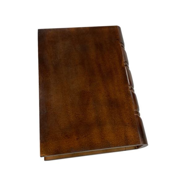 Decorative Boxes Writing 10″ Brown Faux Leather Hollow Book Box, Book Safe