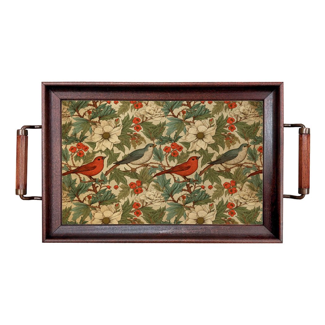 Christmas Decor Equestrian Birds and Poinsettias Christmas Wood a ...