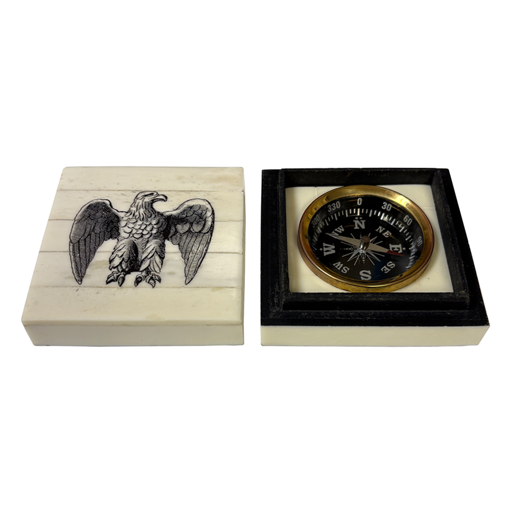 Compasses Nautical American Eagle Bone Compass Box with I ... Compasses Nautical American Eagle Bone Compass Box with I ...